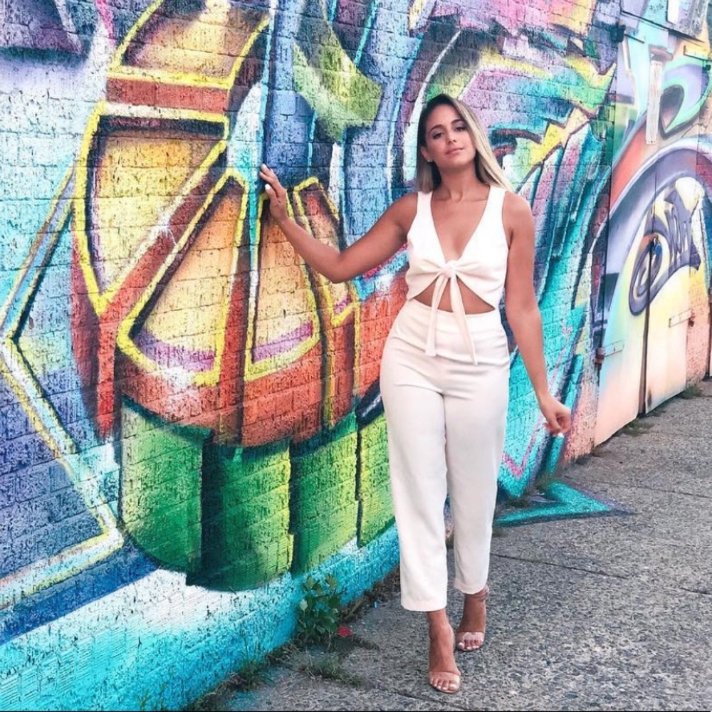 House of CB Goya cream knotted front jumpsuit S